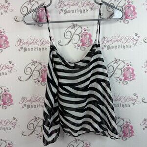 Sirens tank top zebra animal print Striped Black and White Women's Top shirt
